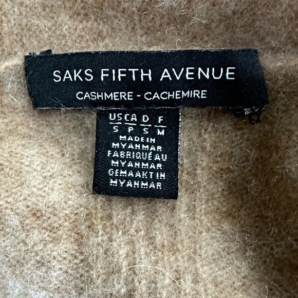 SAKS FIFTH AVENUE Tan Cashmere Sweater/cardigan, EUC! - Picture 6 of 7